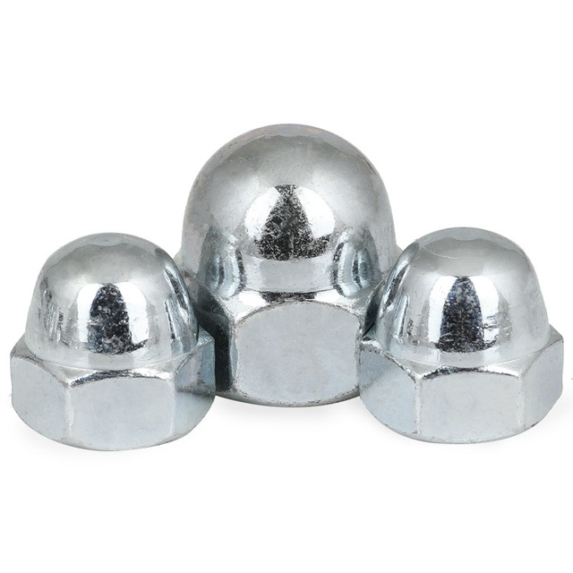 ASTM Fastener Certified DIN1587 Hex Domed Cap Nuts with Nickel Galvanized Finish