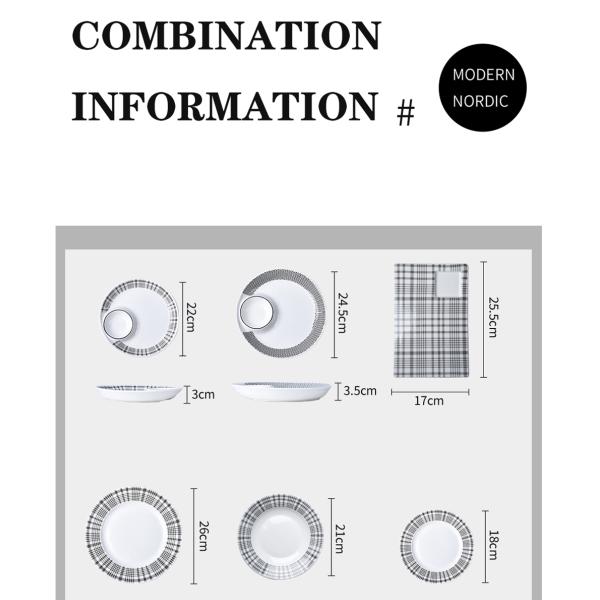 Ceramic Nordic Style Luxury Tableware Porcelain Plant Pattern Dinnerware For 8 People