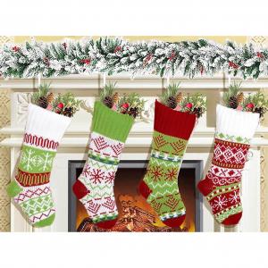 China Knitted Christmas Stockings Home Decoration Candy Bag Ornament Christmas Socks on sale