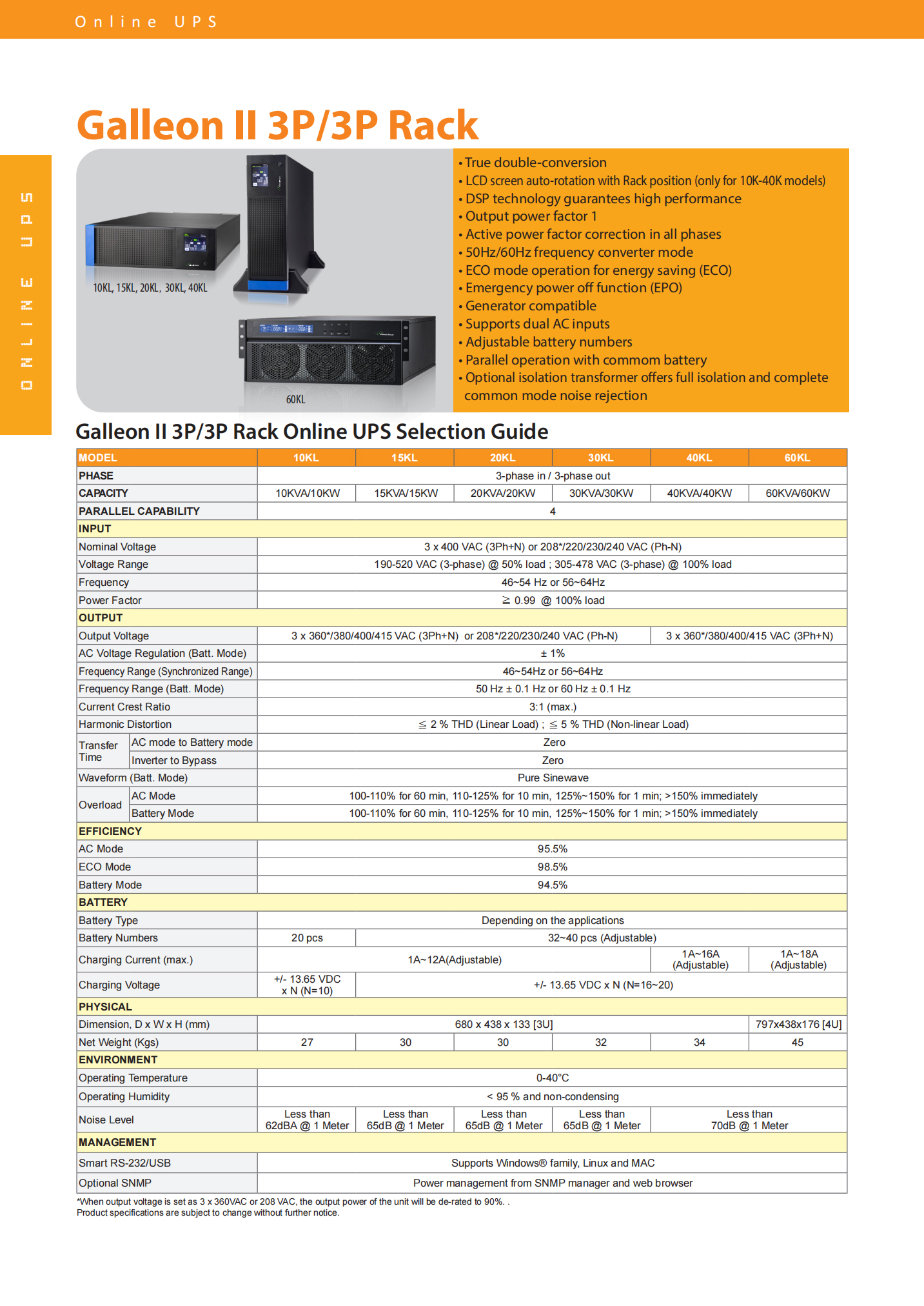 10KVA-60KVA Visench Galleon II Rack Online UPS for Security/Monitoring/Alarm