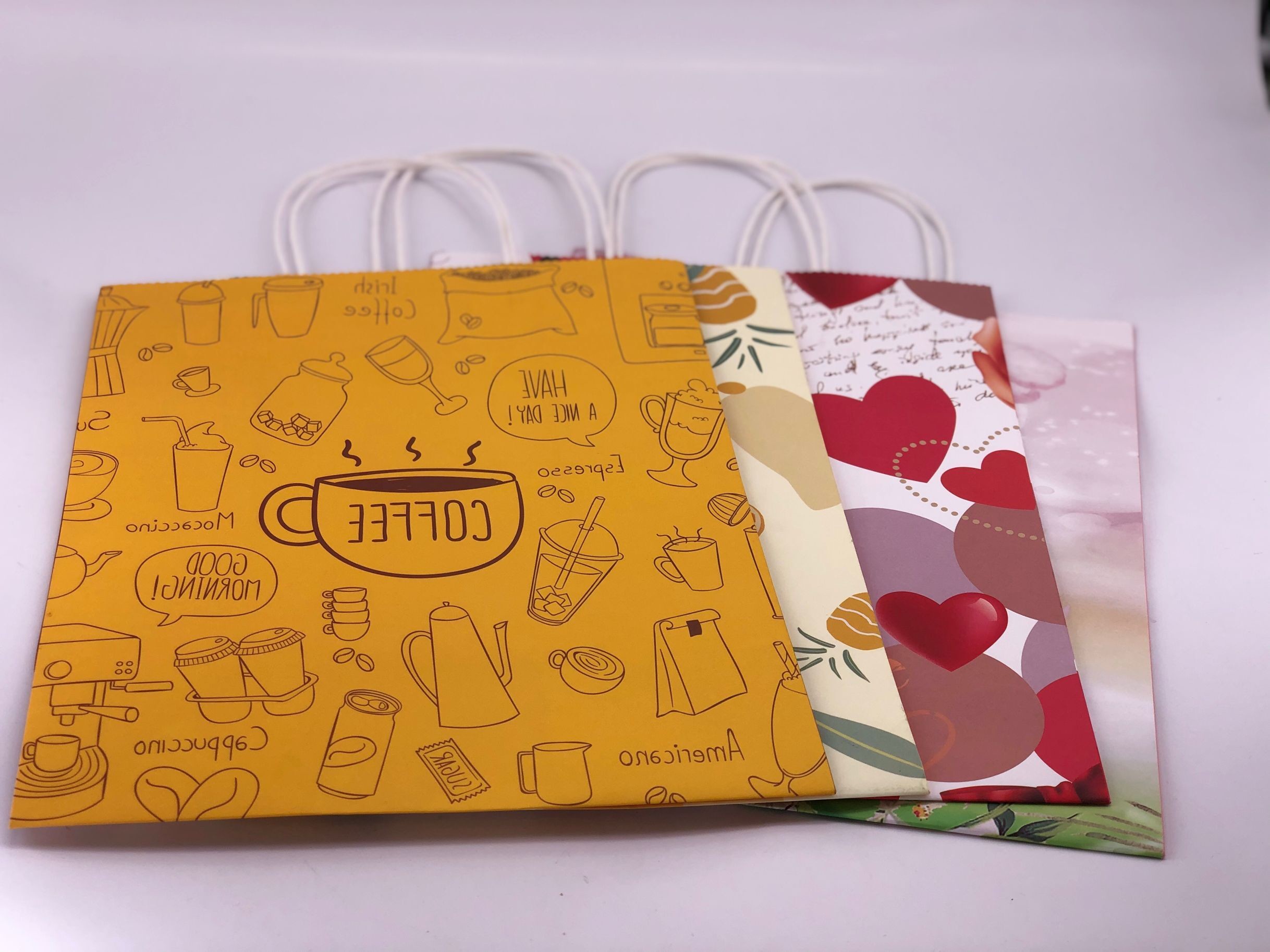 Recycled TakeAway custom printed food packaging bags kraft paper CMYK printing