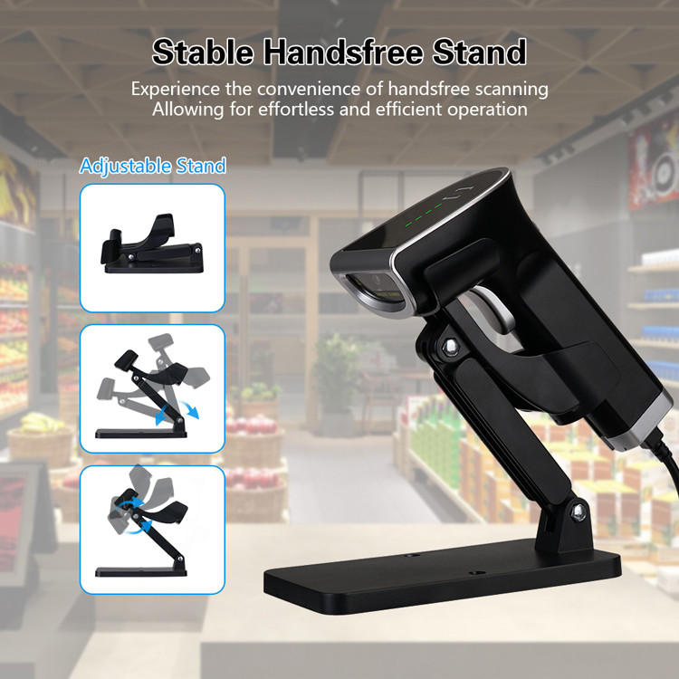 YHDAA Handheld Laser Barcode Scanner 1D Bi-Directional With Stand