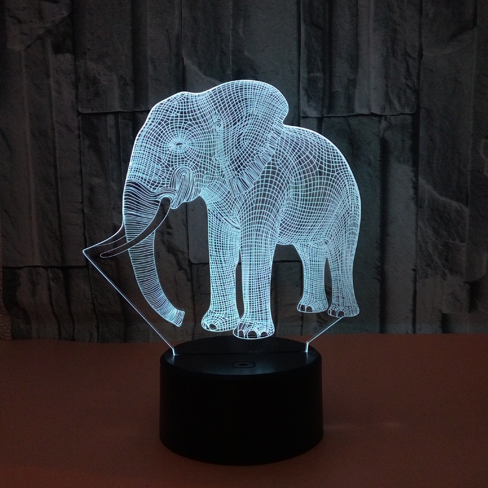 New elephant 3D night light Colorful touch LED visual light Gift atmosphere 3D small table lamp