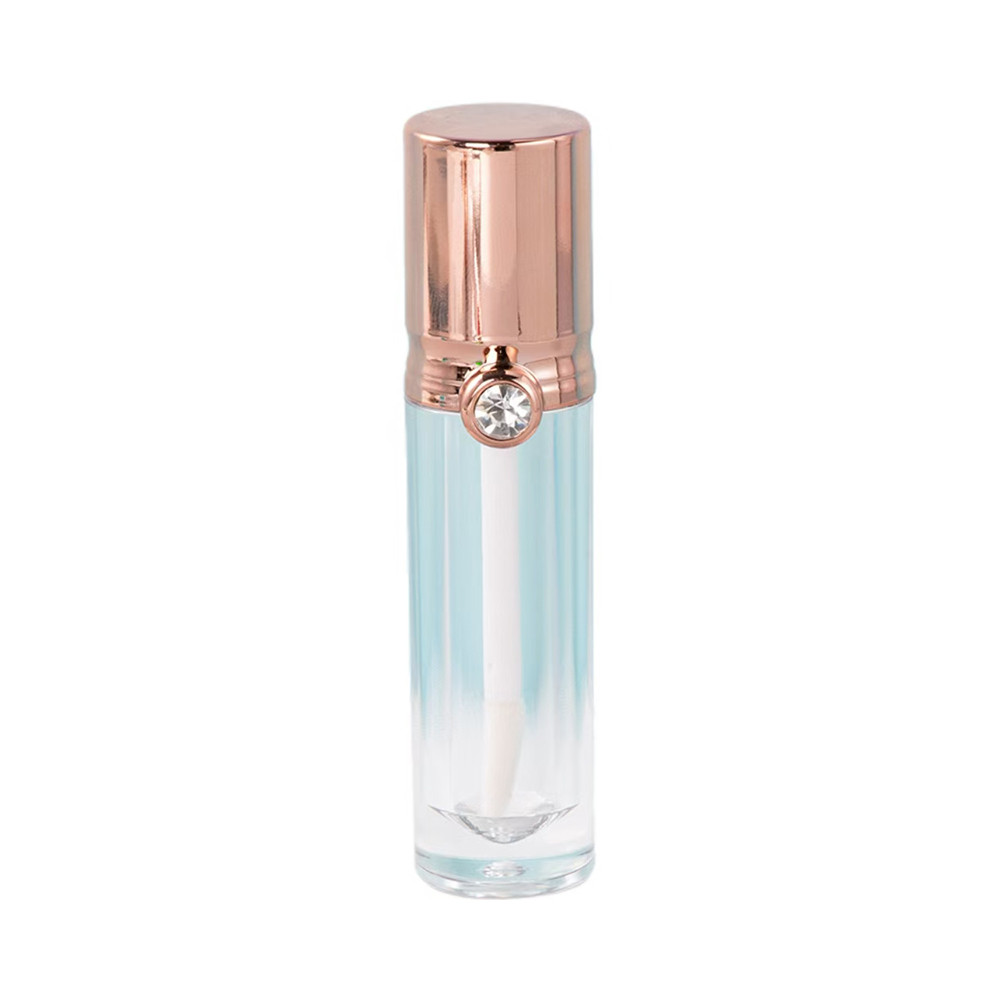 Round Design Head Cap Plastic Lip Glaze Tube With Brush 4.5ml Gold