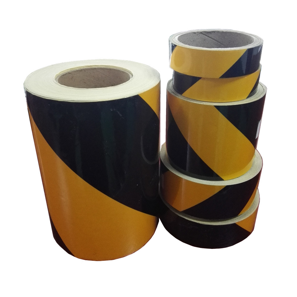 Yellow And Black Slant Stripe Reflective Adhesive Sheeting High Visibility