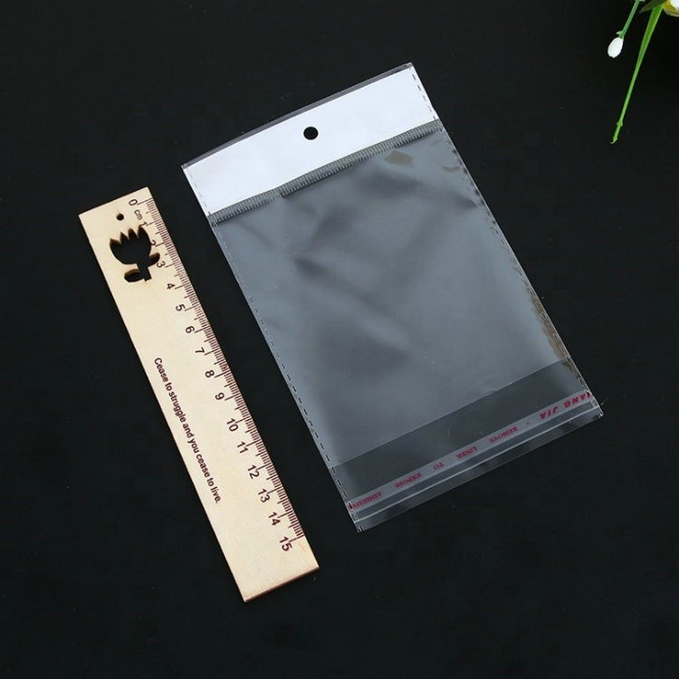 Self Adhesive Transparent Opp Plastic Bag , 2mil / 0.05mm Stationery Gift Header Bags Packaging