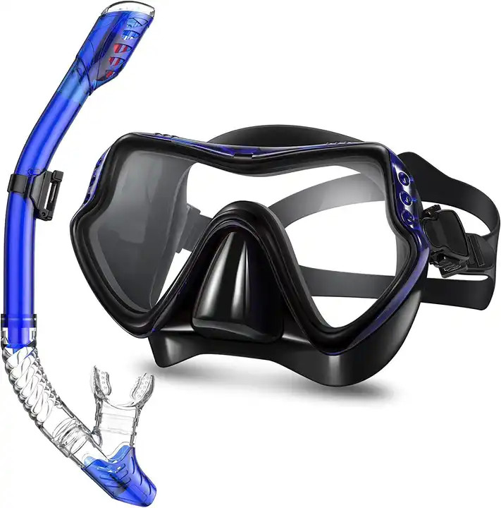 High Quality Adult Snorkel Diving Scuba Set With Anti-Fog Coated Glass Purge Valve And Anti-Splash Silicon Mouth Piece