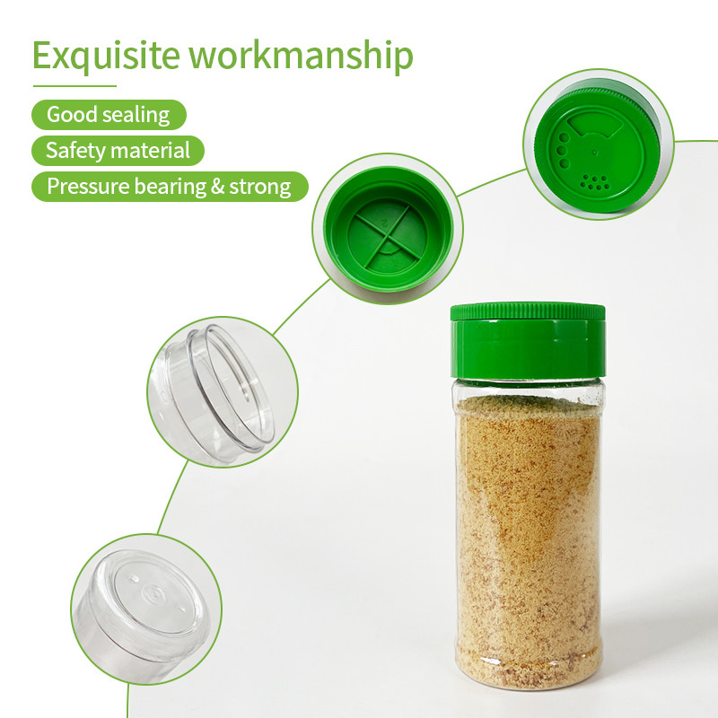 Transparent PET Plastic Kitchen Powder Spice Seasoning Shaker Container Jar