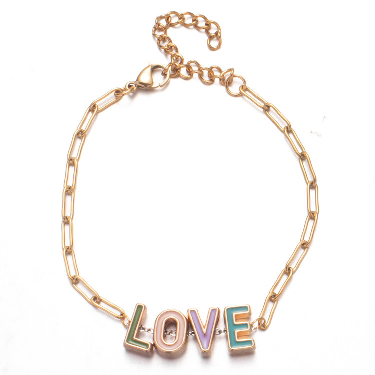 Stainless Steel Forte Beads Bracelet 18k Vacuum Gold Plating with Chain
