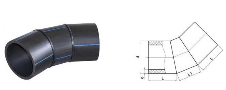 PE Fabricated Elbow 45 Degree DN125-DN1200 HDPE Fabricated Fittings