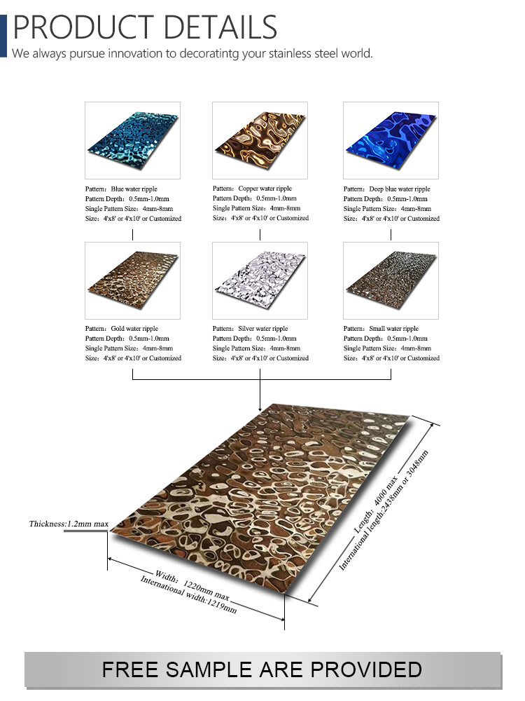 0.3mm Stainless Steel Profile Wall Paneling 304 316L 4x8 Corrugated Sheet Color Plated