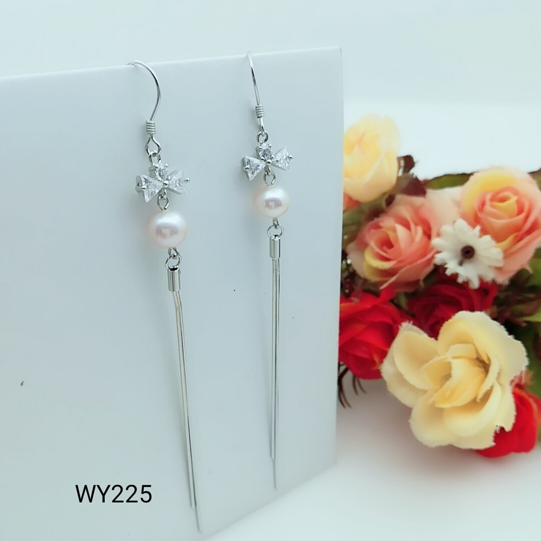2018 New latest design of pearl earrings fashion pearl earrings silver tassel earrings WD119