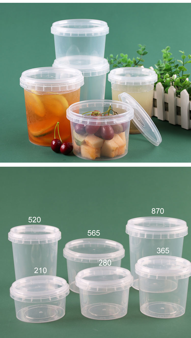 Custom Logo Disposable PP Plastic Storage Box Clear Soup Cup With Lid