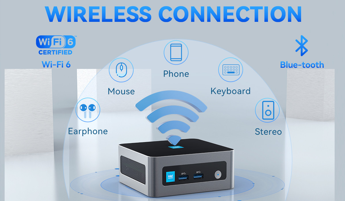 12th Gen N100 Processor Intel Mini PC DDR4 32GB With Single LAN Dual HDMI