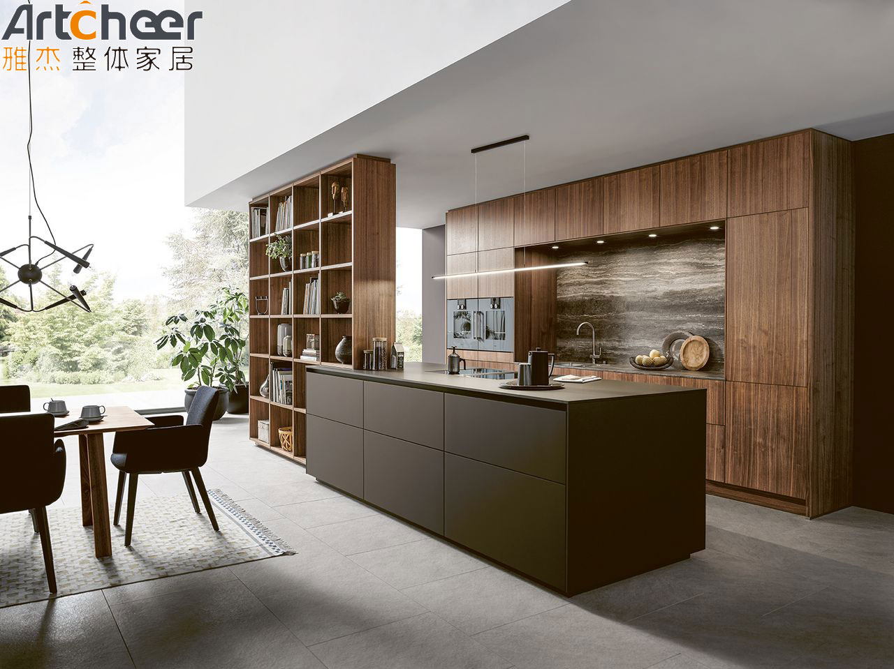 Modern Wooden Looking Veneer Oak Kitchen Cabinet with Accessories Hardware and Design
