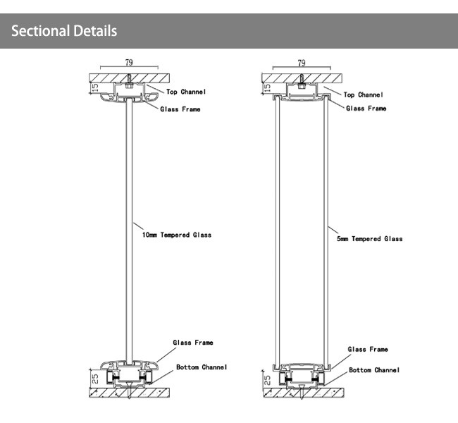Commercial Office Glass Partition Wall System 42db - 45db Sound insulation