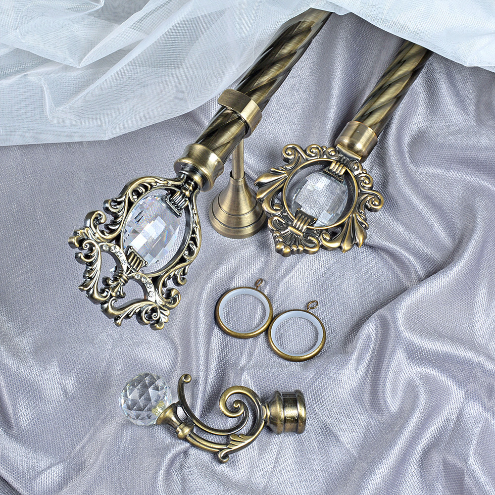 Crown-shape crystal curtain head curtain finials Customized curtain rod set double bracket