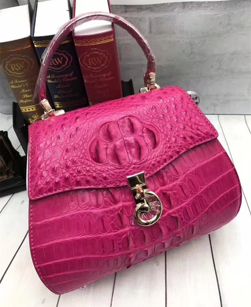 Authentic Crocodile Skin Lady Saddle Purse Genuine Alligator Leather Female Small Handbag Women Crossbody Shoulder Bag