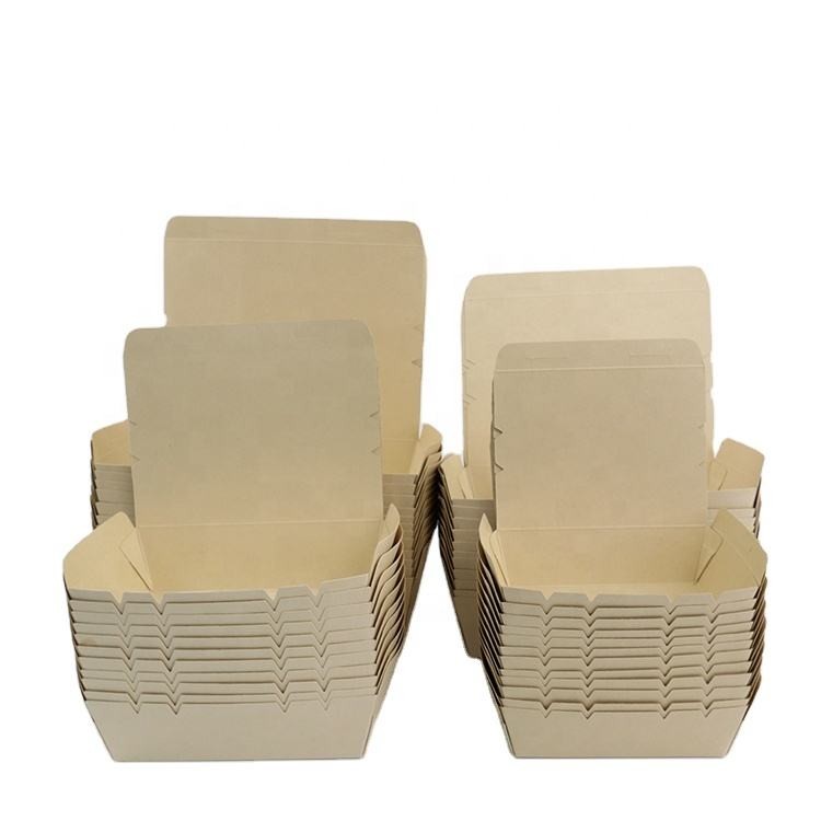 #3 Factory Wholesale Disposable Fast Food Takeout Box Biodegradable Kraft Paper Box Kraft Paper Lunch Box