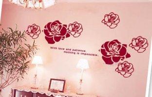 Red flower Non-Toxic Removable PVC Removable Wall Sticker A0121