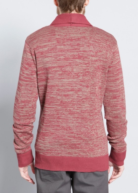 Warm Mens Full Zip Cardigan Sweater , Red Cardigan Sweater With Embroidery