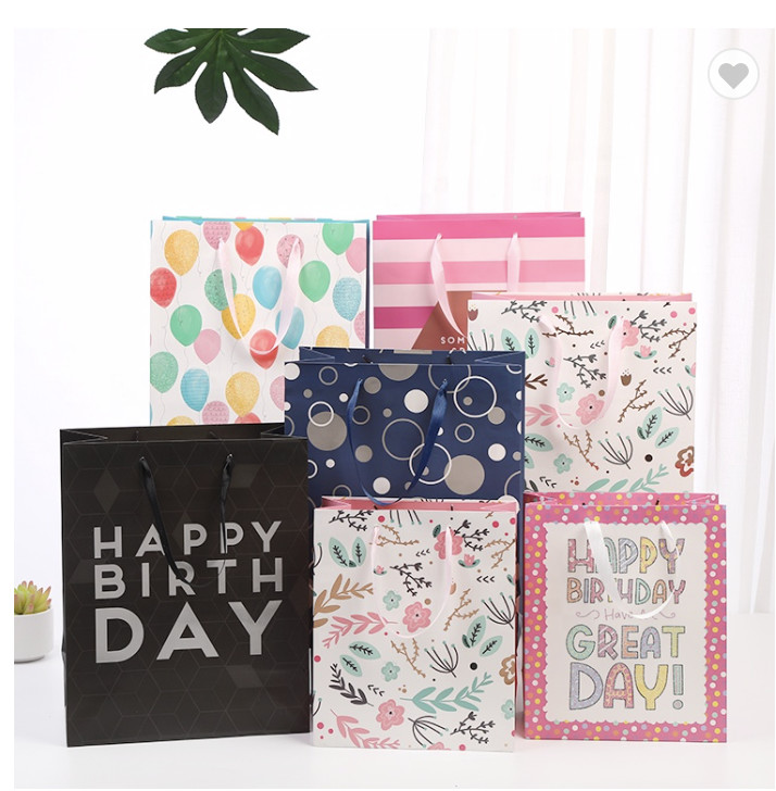 Drawstring Takeaway Thank You Paper Bag Packaging Recyclable Christmas Gift Bags