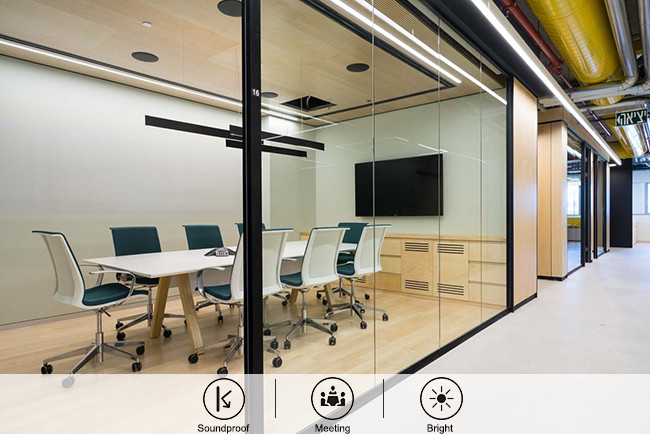 Framed / Frameless Glass Partition Wall System Cutsomized For Insulation Sound