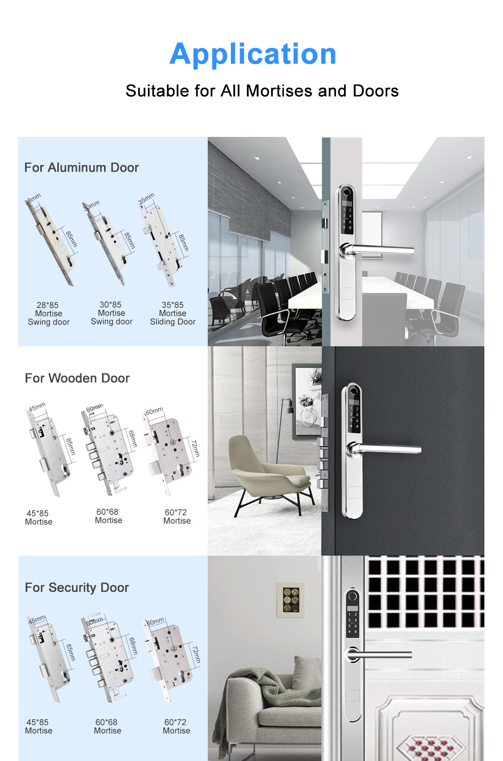 Fingerprint Smart Tuya Door Lock Wireless WIFI APP Remote Control