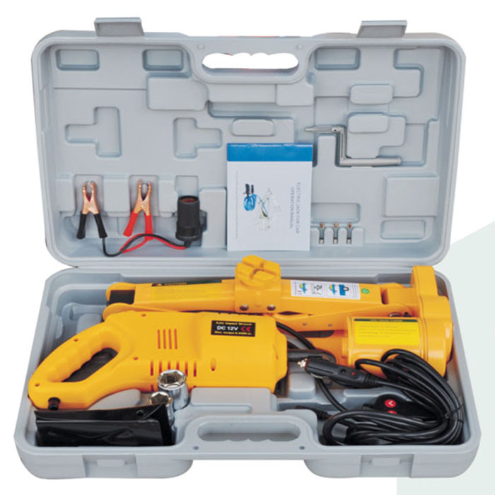 silver /yellow color 100w 12V electric car jack with electric impact wrench