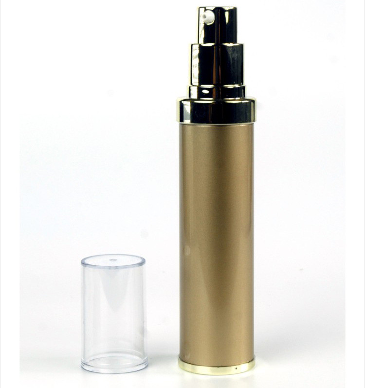 Golden color pump spray sealing type plastic bottle 15ml airless bottle