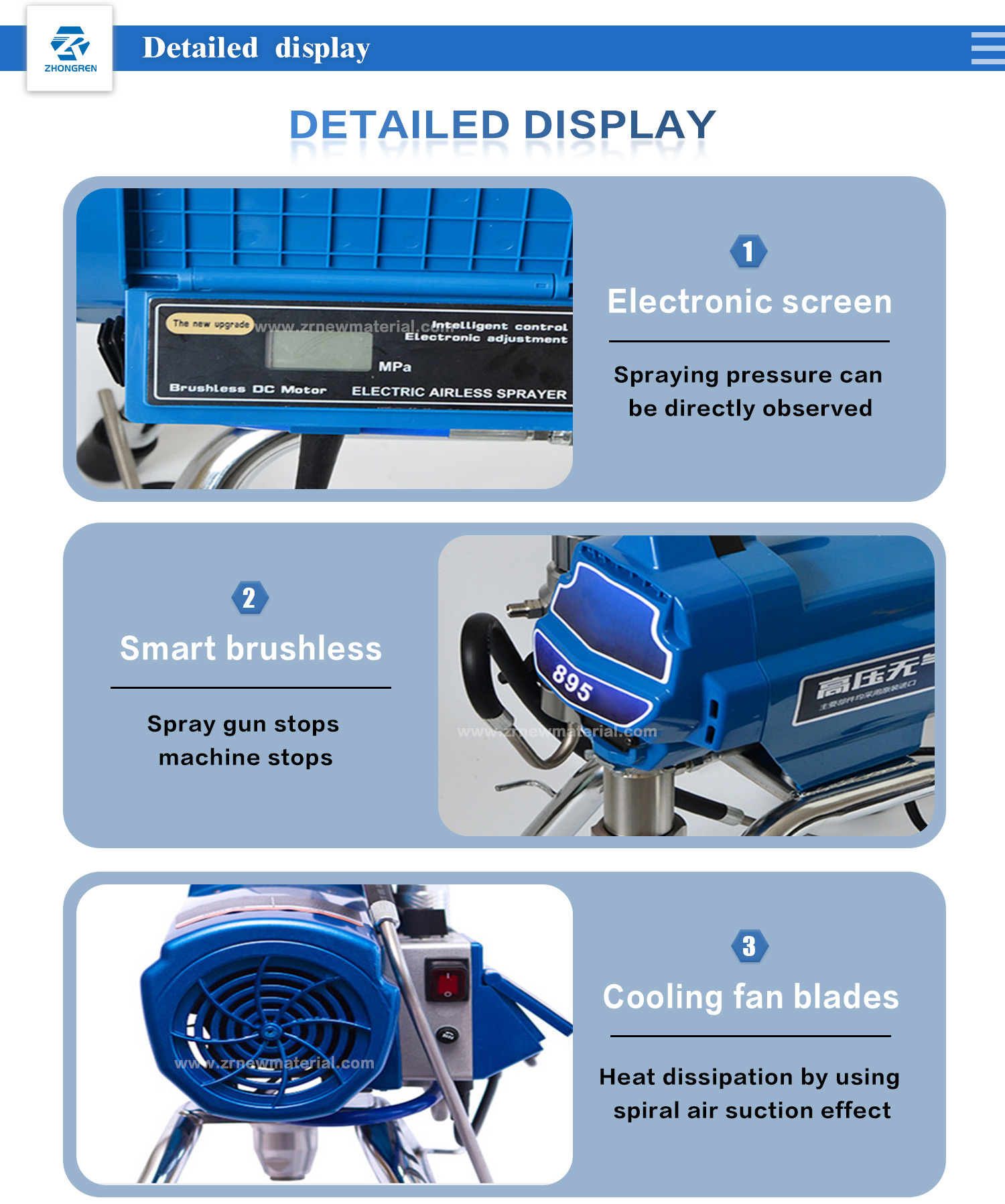 1000W-3500W Compact Electric Airless Paint Sprayer Adjustable Pressure High Efficiency