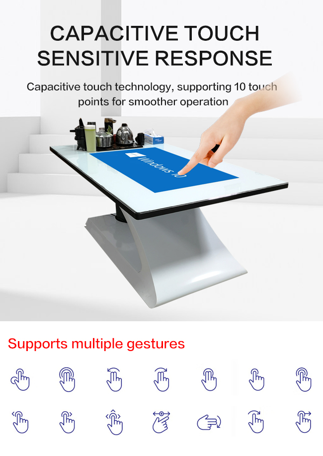 43 Inch Touchscreen Interactive Smart Table LCD Advertising Display Multi Touch Screen Kiosk For Coffee Meeting Table
