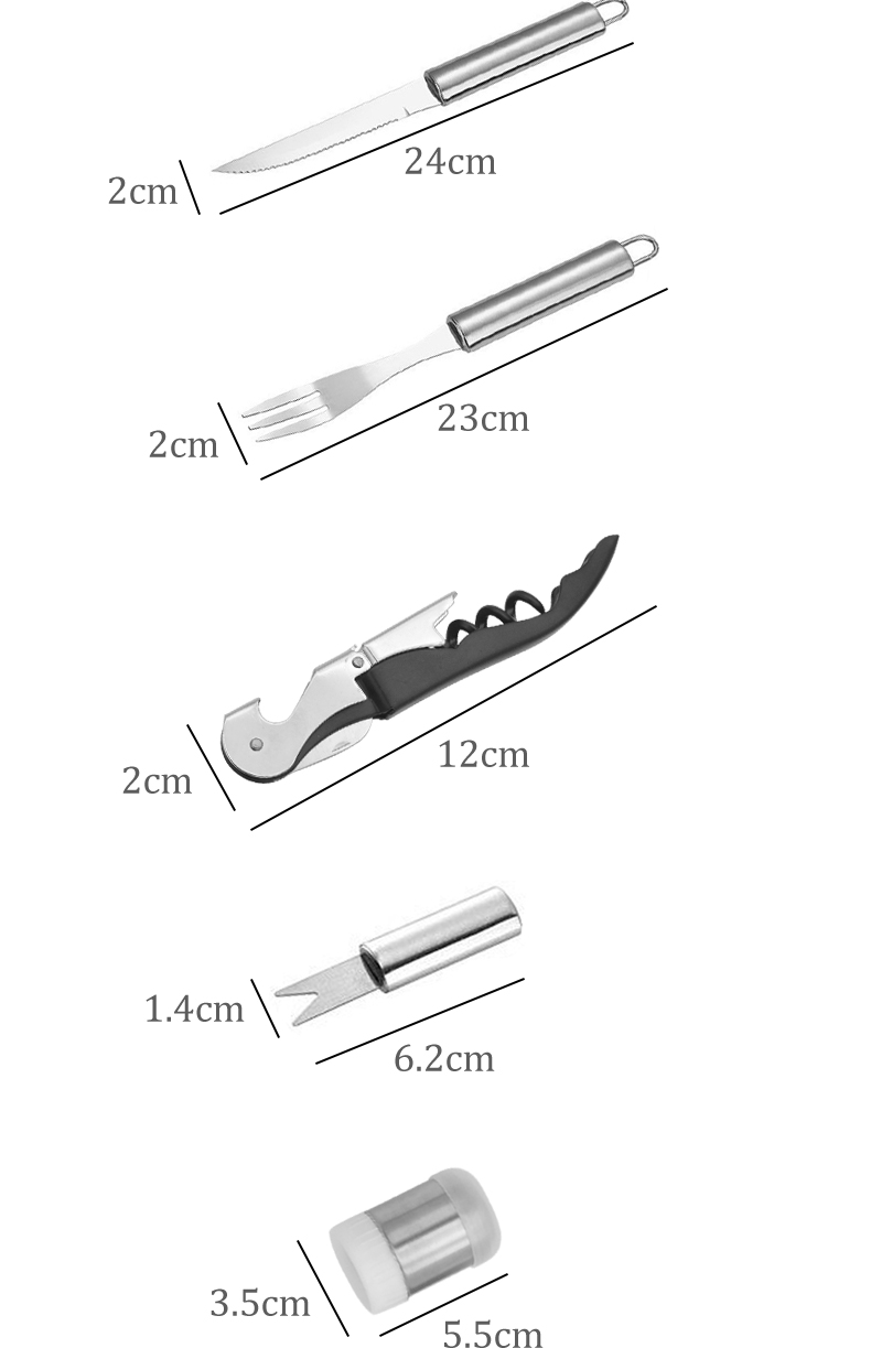 Outdoor Camping Accessories Portable BBQ Tools Set with Customized Logo and Carry Bag