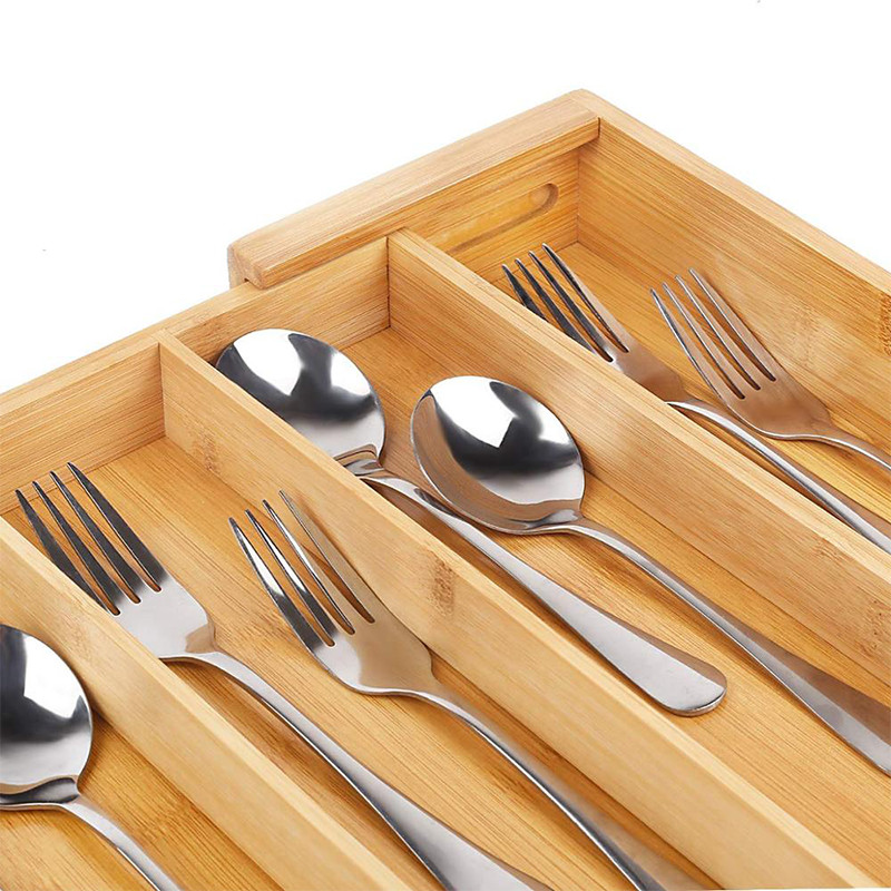 Bamboo Expandable Compartment Drawer Storage Box