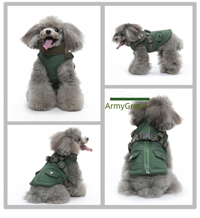 Winter Pet Jacket Dog Clothes Traction Zipper Pattern Stay Warm