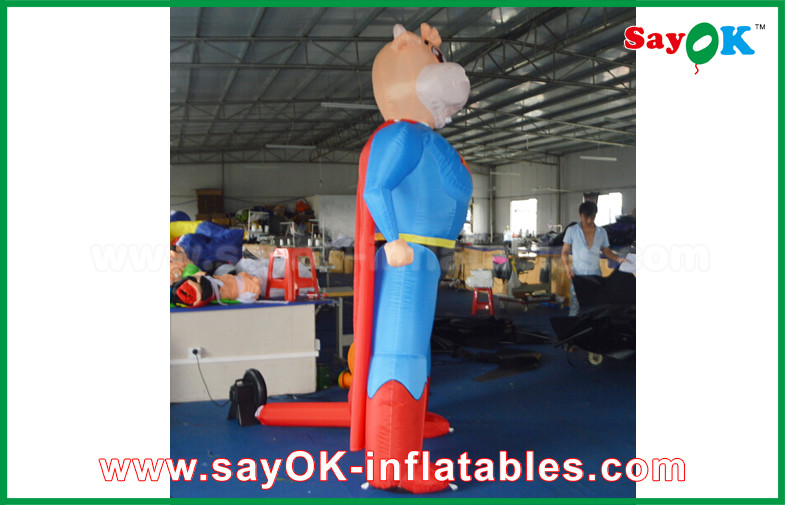 Blue / Red Inflatable Superman Cow Customized Animal Character Inflatable Model