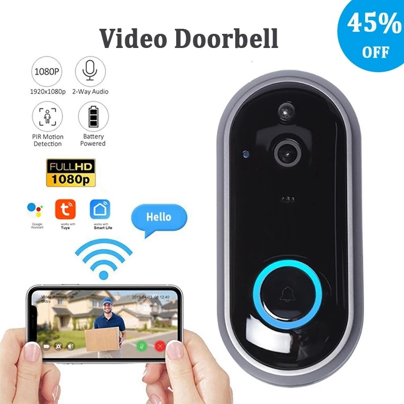 2K Battery Powered Smart Home Wireless Doorbell Chime wireless front door security camera