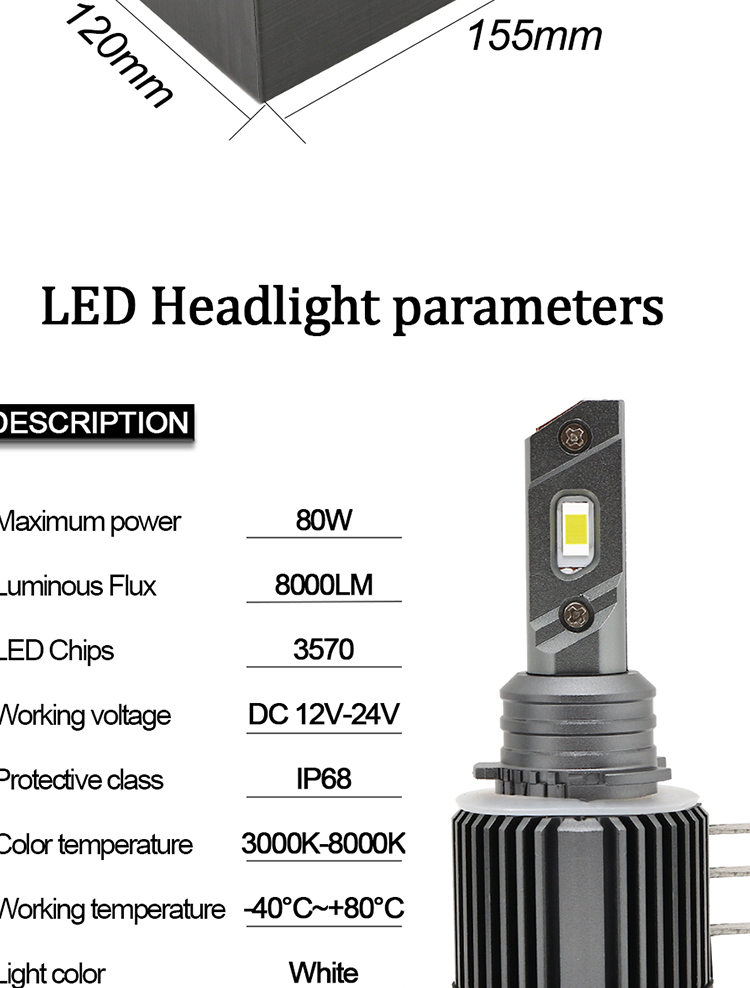ODM Faros Focos Luc H15 Led Headlight Bulb 8000Lm For Car Halogen Led Head Light