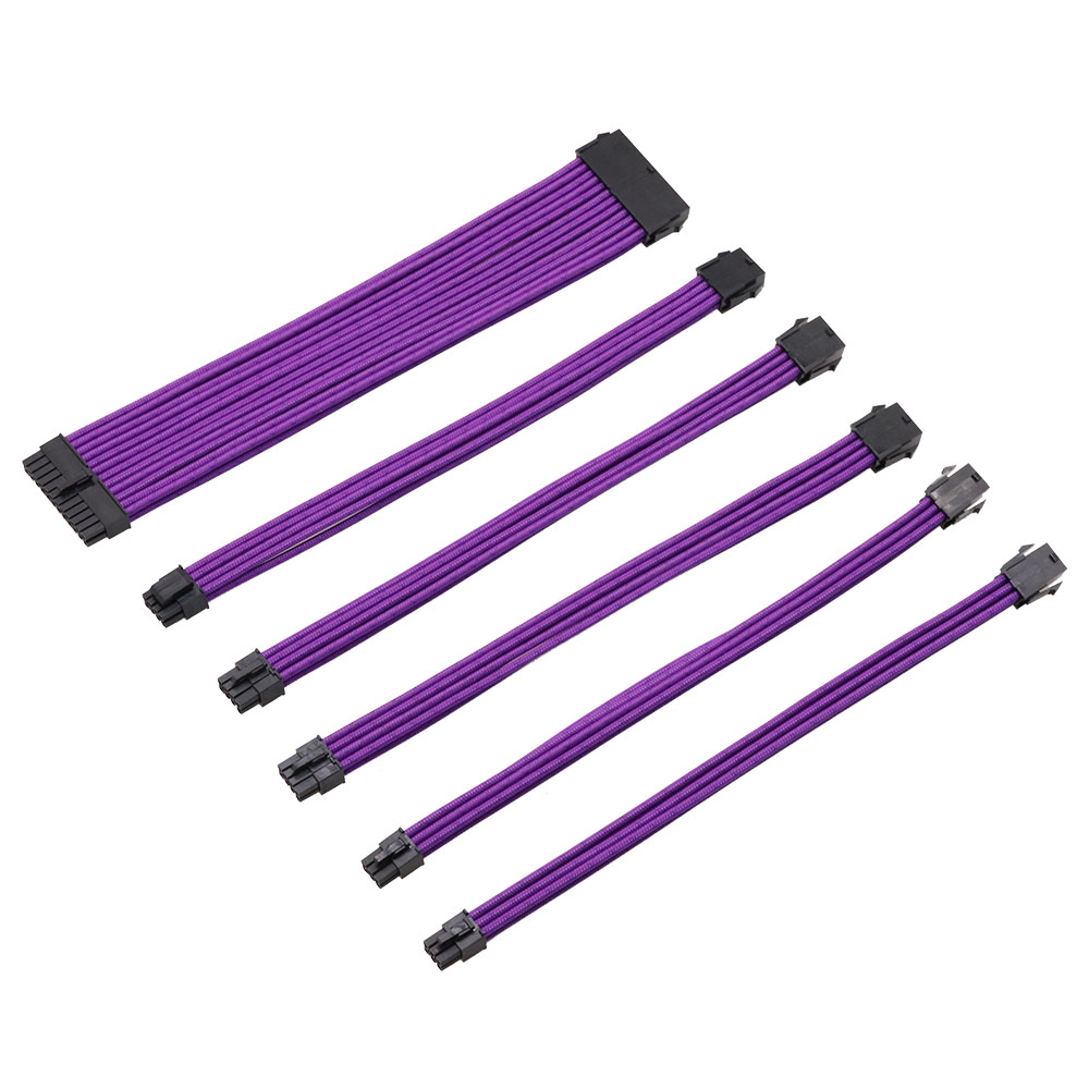 PSU Cable Kit Elbow Data Cable Computer PVC Heat And Wear Nylon Material 18AWG PET Sleeving Extension