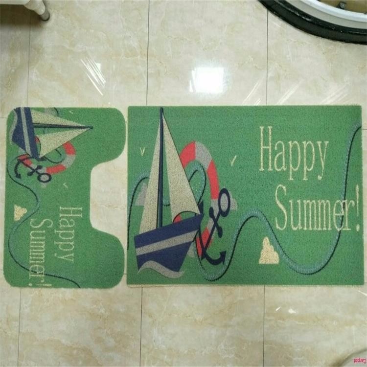 Bathroom Coir Foot Mat Cartoon Printed Design Eco - Friendly Feature