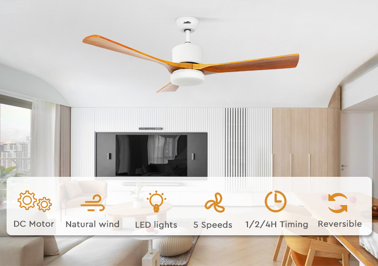 LED Ceiling Fan Decorative Lighting with Electric DC Motor and Remote Control Function
