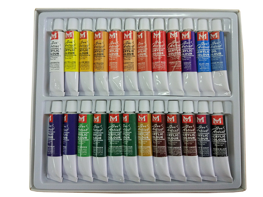Free Combination Color Art Painting Colours Acrylic Color Set 12 X 12ml / 24 X 12ml Tubes