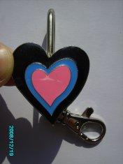 Black / blue / pink pewter hook heart Purse Key Finder