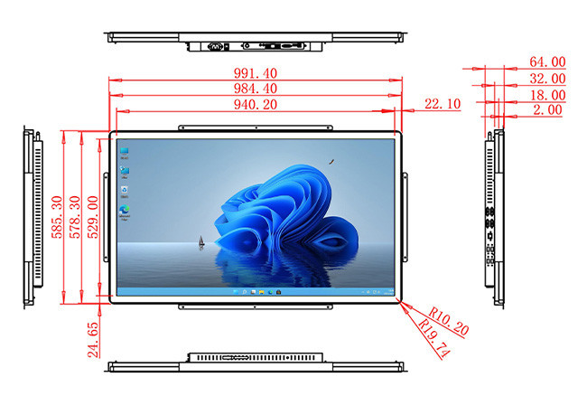 43-Inch Windows Large-Scale Interface for Traffic Systems, Corporate Information Centers, Retail Environments, and Industrial Control