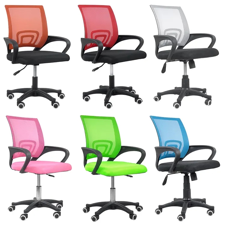 Pink Orange Mesh Fabric Office Chairs Adjustable Rolling Chair Contemporary