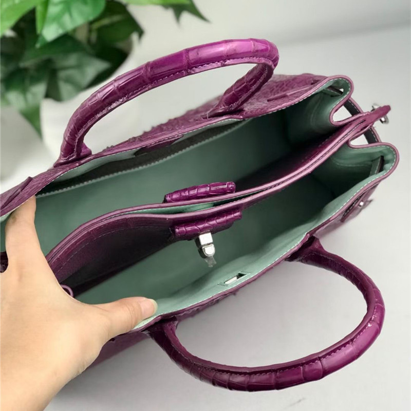 Authentic Crocodile Leather Women Top-handle Handbag Female Large Shoulder Bag Genuine Alligator Skin OL Lady Work Purse