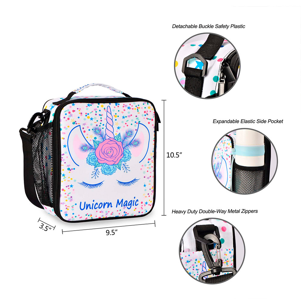 Unicorn Kids Insulated Tote Lunch Bag For Picnic