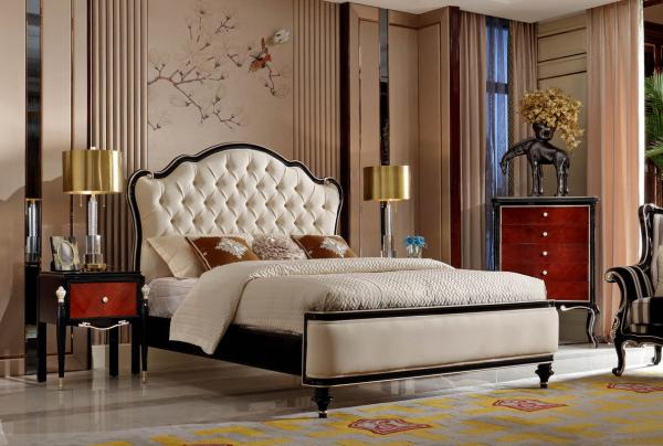 Luxury furniture sets French Neoclassical Black Bright Solid Wood Furniture