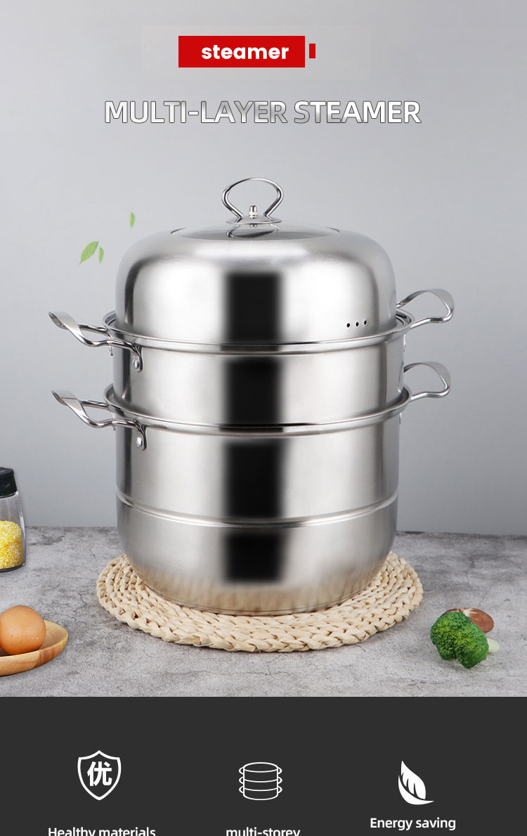 Good Quality Stainless Steel Mirror Polishing Cooking Steamer Induction Cookware Pot Steamer Pot With SS Handle