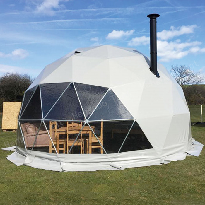 Waterproof Geodesic Dome Tent With Solar Fan Outdoor Living Glamping